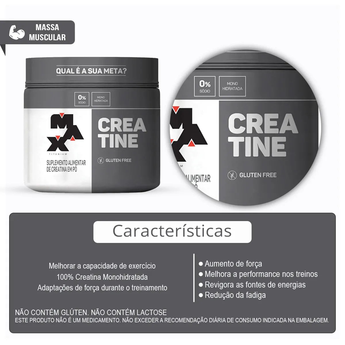 Creatina Monohitratada Pote 300g - Max Titanium