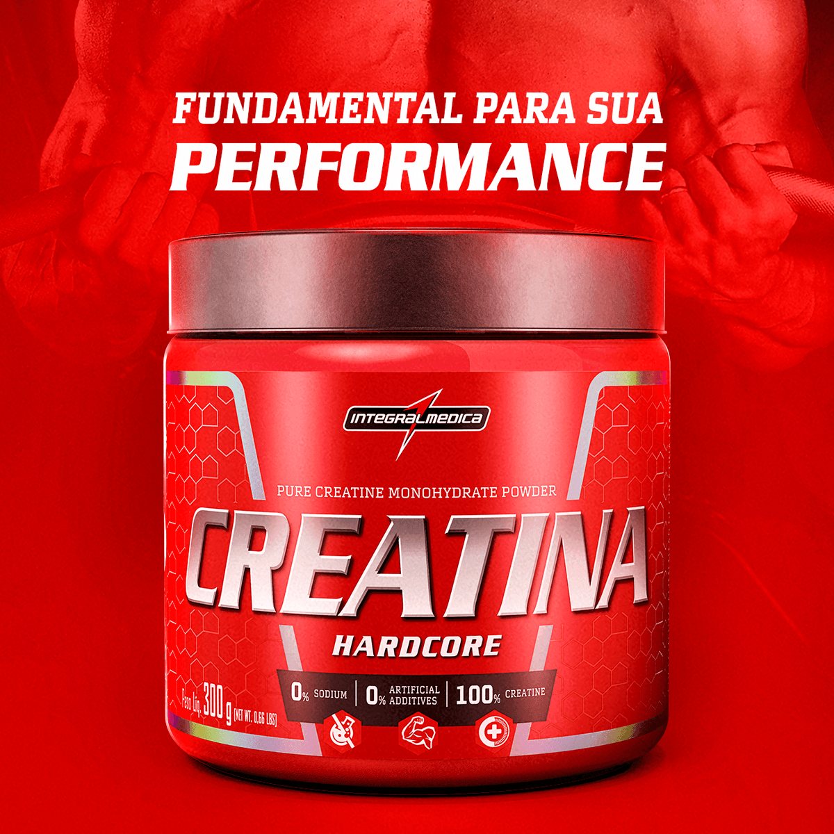 Creatina 100% Pura 300g Hardcore